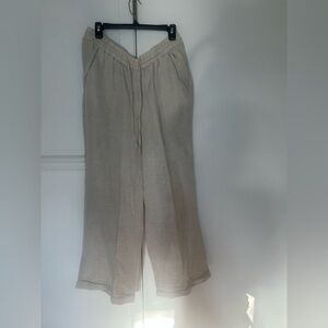 Lane Bryant Beige natural Linen Wide-Leg Pants size 14/16